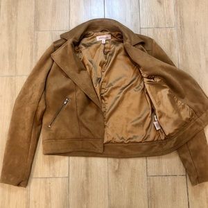 Philosophy Cropped Brown Suede Jacket
